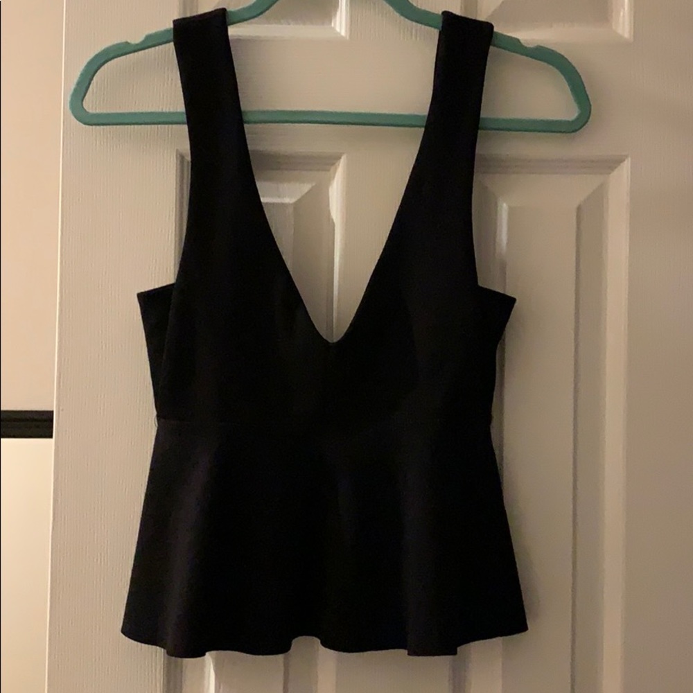 Deep V peplum tank